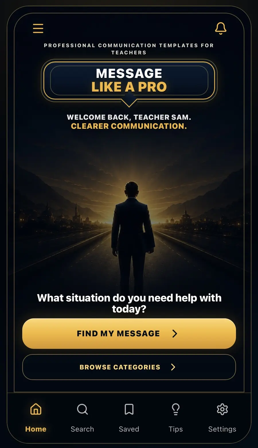 MLAP app welcome screen